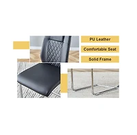 Streamdale Furniture Table and chair set.a Modern Minimalist Style Round Clear Tempered Glass Table with silver Metal Legs.Paired with 4 chairs with M