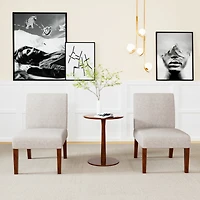 Simplie Fun Fabric Accent Chair Set of 2 with Round Wood Table, Decorative Slipper Chair Vanity Chair for Bedroom Home Office, Corner Side Chair