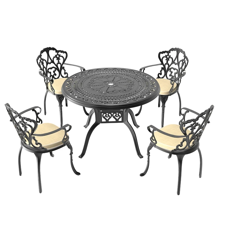 Streamdale 5-Piece Cast Aluminum Patio Set with Cushions