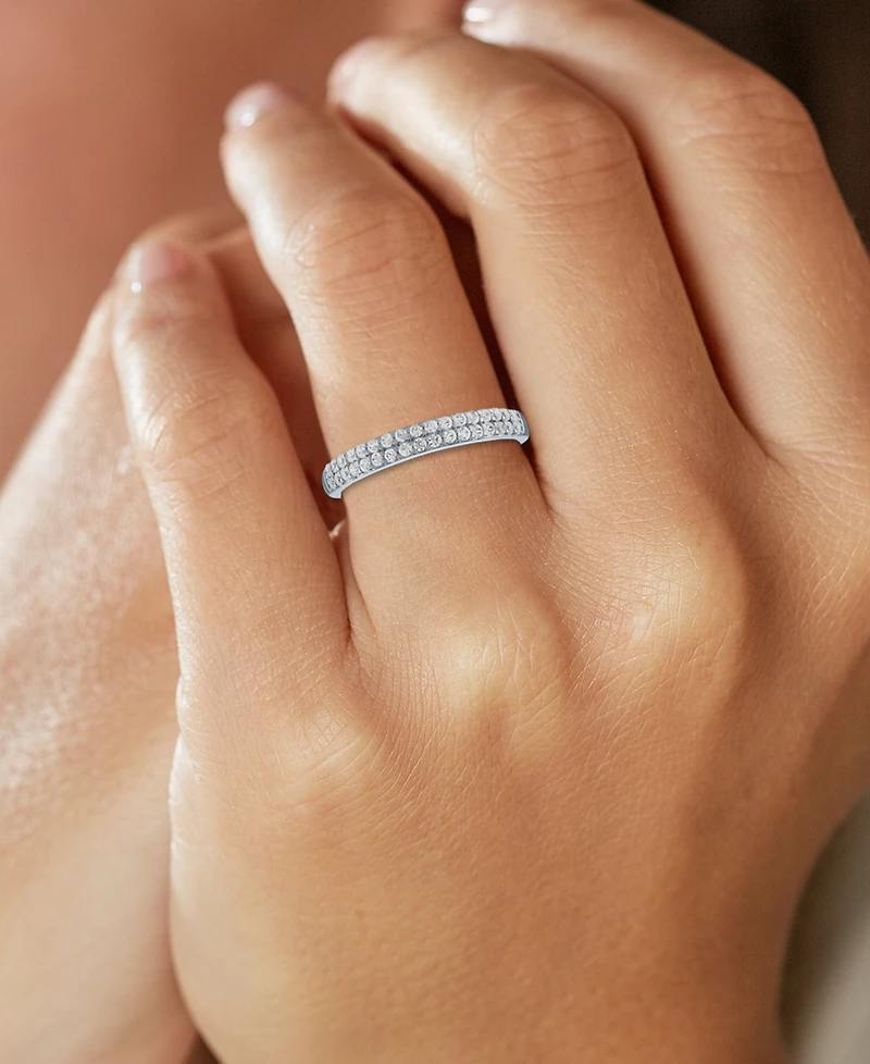 Forever Grown Diamonds Lab-Grown Two-Row Diamond Ring (1/3 ct. t.w.) in 10k White Gold