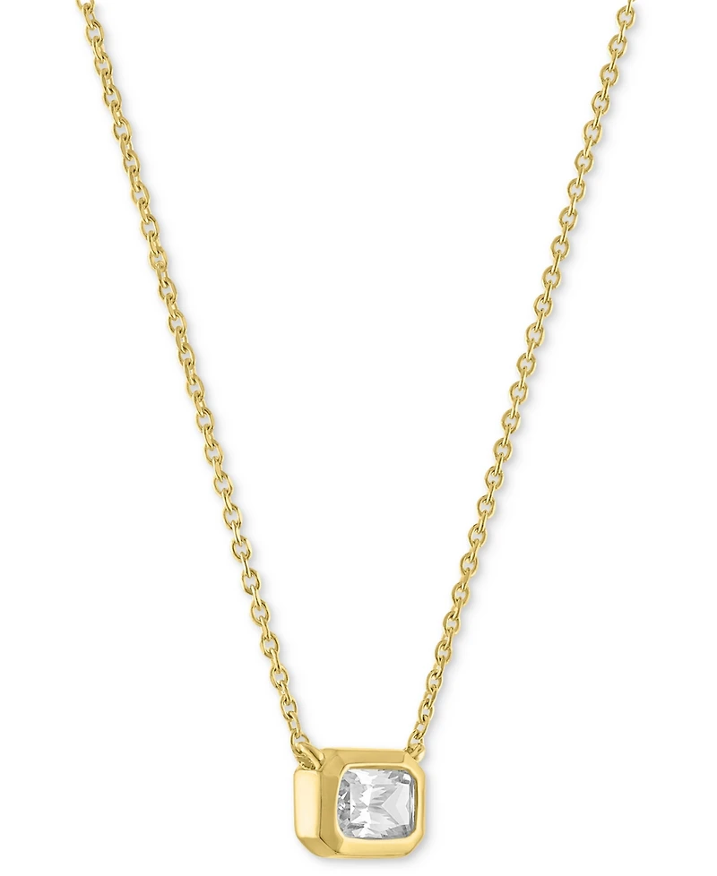 Forever Grown Diamonds Lab-Grown Emerald-Cut Diamond Bezel Necklace (1/3 ct. t.w.) in 10k Yellow Gold