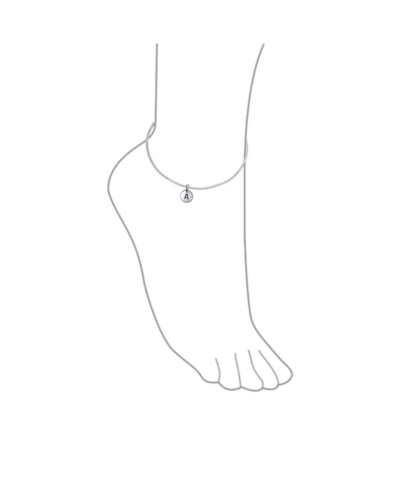 Bling Jewelry Letter Block Alphabet Initial Circle Disc Anklet .925 Sterling Silver 9 Inch