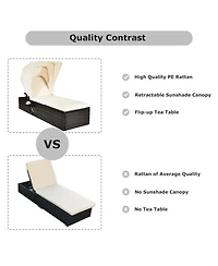 Outdoor Chaise Lounge Chair with Folding Canopy