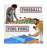 SereneLife 4-in-1 Multi-Function Game Table with Foosball, Pool, Hockey, and Ping Pong