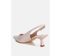 Vernaos Pointed Toe Rhinestone Slingbacks