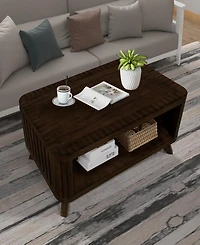 Streamdale Furniture Rectangular Wood Coffee Table for Living Room, 41.5-Inch Coffee Table with Solid Wood Legs, Wood Center Table Tea Table with Open