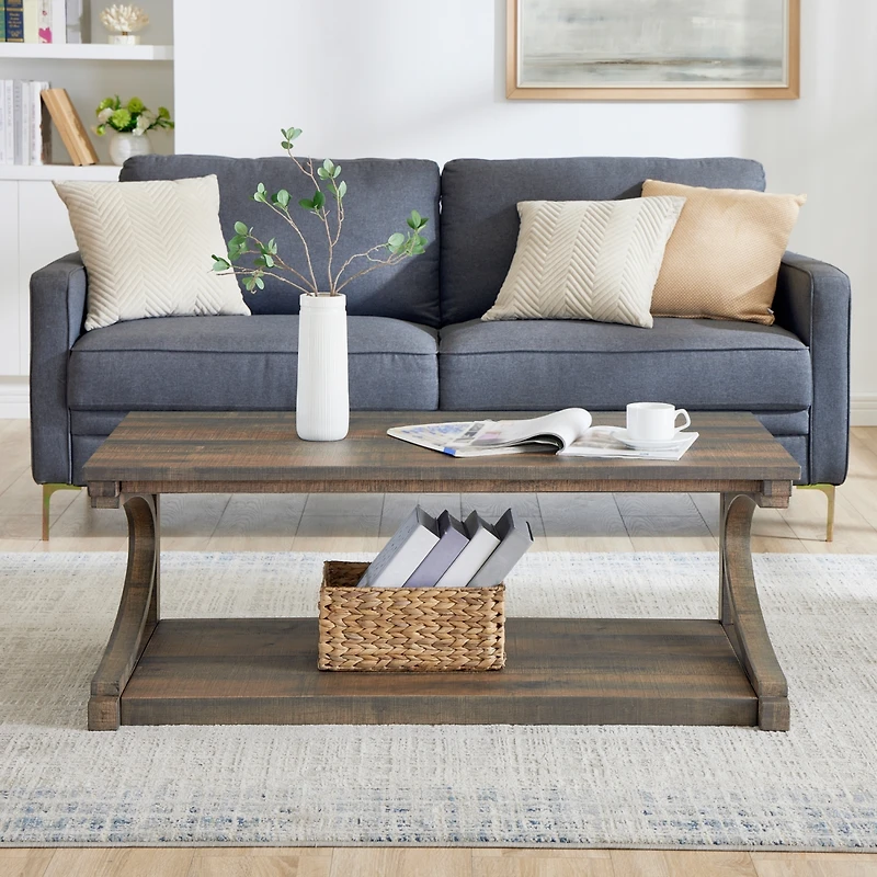 Streamdale Modern Solid Wood Coffee Table with Storage