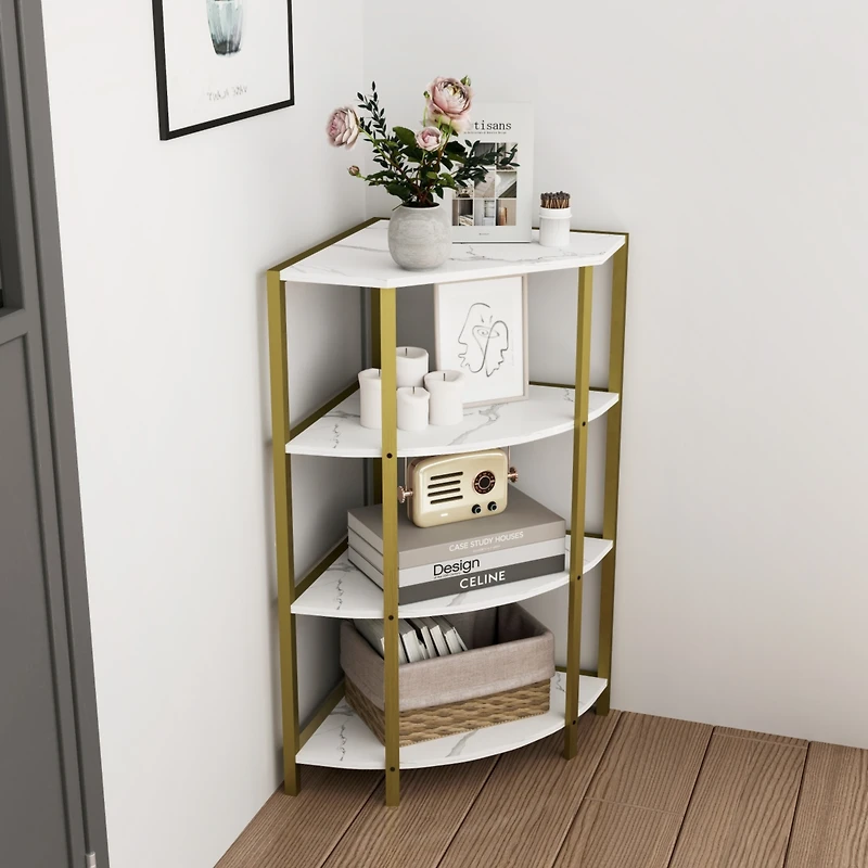 Streamdale 4-Tier Corner Shelf Bookcase & Plant Stand