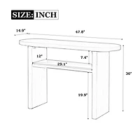 Streamdale Navy Console Table with Rounded Edges and Shelf