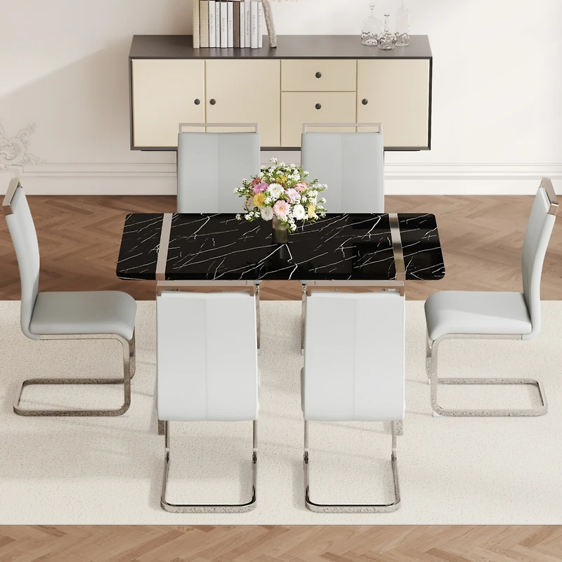 Streamdale Rustic Industrial Dining Table and 6 Chairs