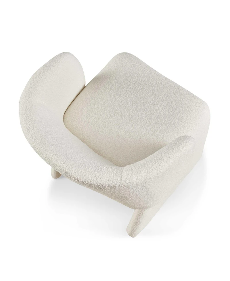 Simplie Fun Modern Accent Chair White Single Sofa Chair, Upholstered Side Chair Teddy Comfy Chair for Dining Room/Bedroom/Living Room/Reception-Off Wh