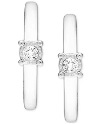 Diamond Single Stone Hoop Earrings (1/10 ct. t.w.) in Sterling Silver