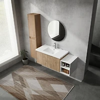 48" Wall-Mounted Bathroom Vanity With Sink and Side Cabinet, Soft Close Doors