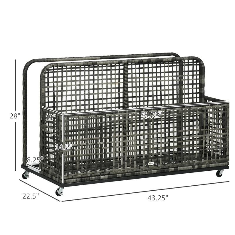 Patio Wicker Pool Float Caddy with Wheels