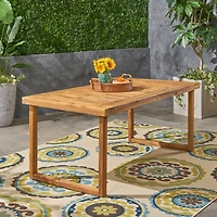 Outdoor 69" Acacia Wood Dining Table, Sandblast Natural Finish