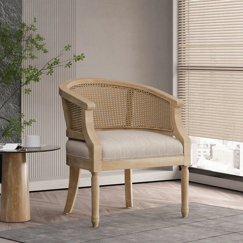 Streamdale French Country Cane Chair Curved Back, Weathered Wood