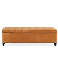 Luxurious Velvet Ottoman with Lift-Top Storage and Waffle Stitching
