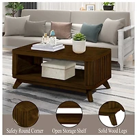 Streamdale Furniture Rectangular Wood Coffee Table for Living Room, 41.5-Inch Coffee Table with Solid Wood Legs, Wood Center Table Tea Table with Open