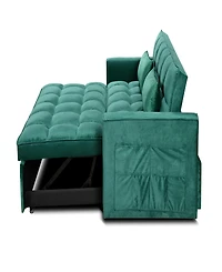 Streamdale Furniture Modern flannel double sofa with folding bed, small double sofa with three in one convertible sofa bed, adjustable backrest and st