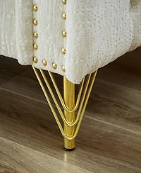 Streamdale Furniture Chenille Pull Buckle Design Sofa for Living Room, Buttons Tufted With Copper Nail Decoration Armrest, Modern Couch Upholstered Bu