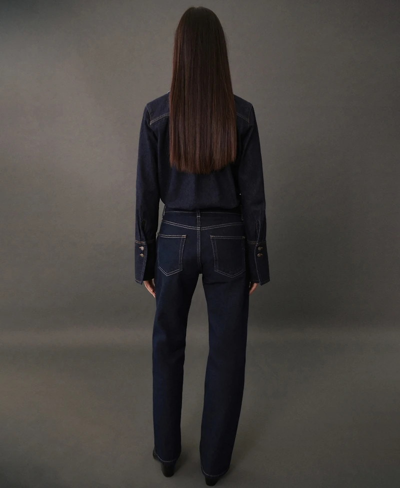 Mango Women's Seams Detail Denim Shirt