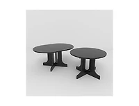 Streamdale Furniture Dining Table for Farmhouse Kitchen 59x43 Inch Expandable Oval Table Top with Removable Leaf Trestle X Shaped Base Black