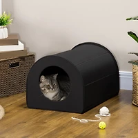Dome Heated Cat House Portable and Waterproof Pet Shelter for Kitty in Winter, Black
