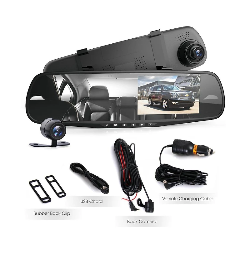 Pyle Dual Camera Car Video System, 1080p Hd Dash Cam & Waterproof Rearview Backup Camera