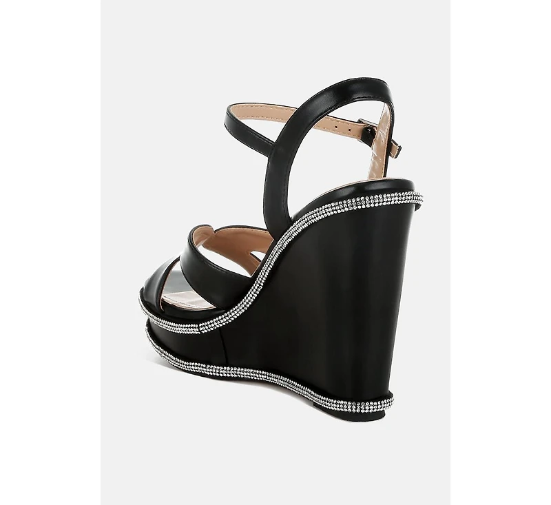 Regina Rhinestones Embellished Wedge Sandals