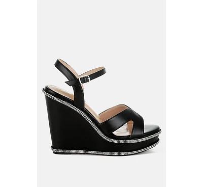 Regina Rhinestones Embellished Wedge Sandals
