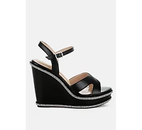 Regina Rhinestones Embellished Wedge Sandals