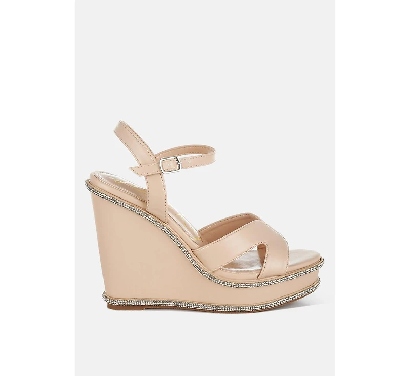 Regina Rhinestones Embellished Wedge Sandals