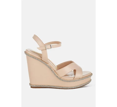 Regina Rhinestones Embellished Wedge Sandals
