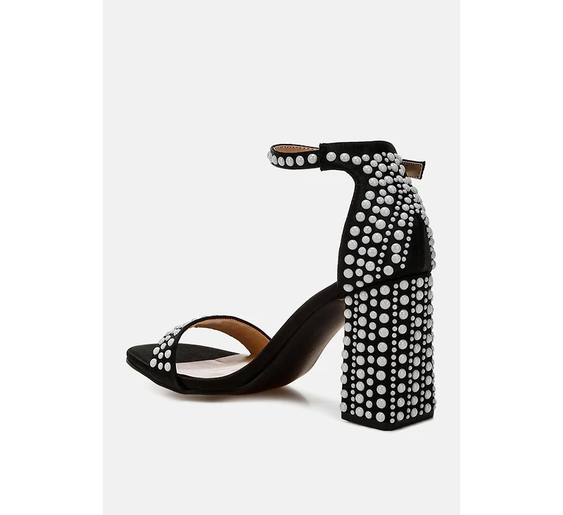 Klebba Pearls Embellished Satin Sandals