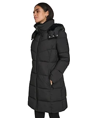Calvin Klein Women's Hooded Faux-Fur-Lined Midi Puffer Coat