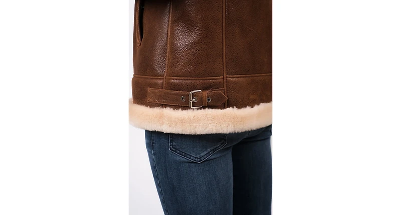 Men's Leather Sheepskin Jacket, Brown, Created for Macy's