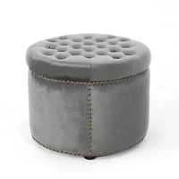 Luxurious Velvet Ottoman with Studded Rim for Comfort and Style