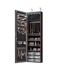 Sugift Door Hanging Mirror Jewelry Armoire with Full Length Mirror and 6 Drawers