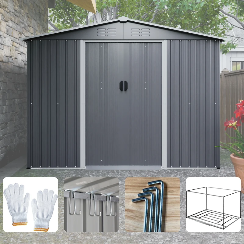 Streamdale 8'x6' Metal Storage Shed with Lockable Doors