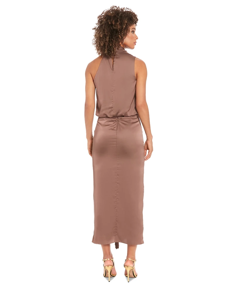 Muse Women's Draped-Front Charmeuse Maxi Skirt