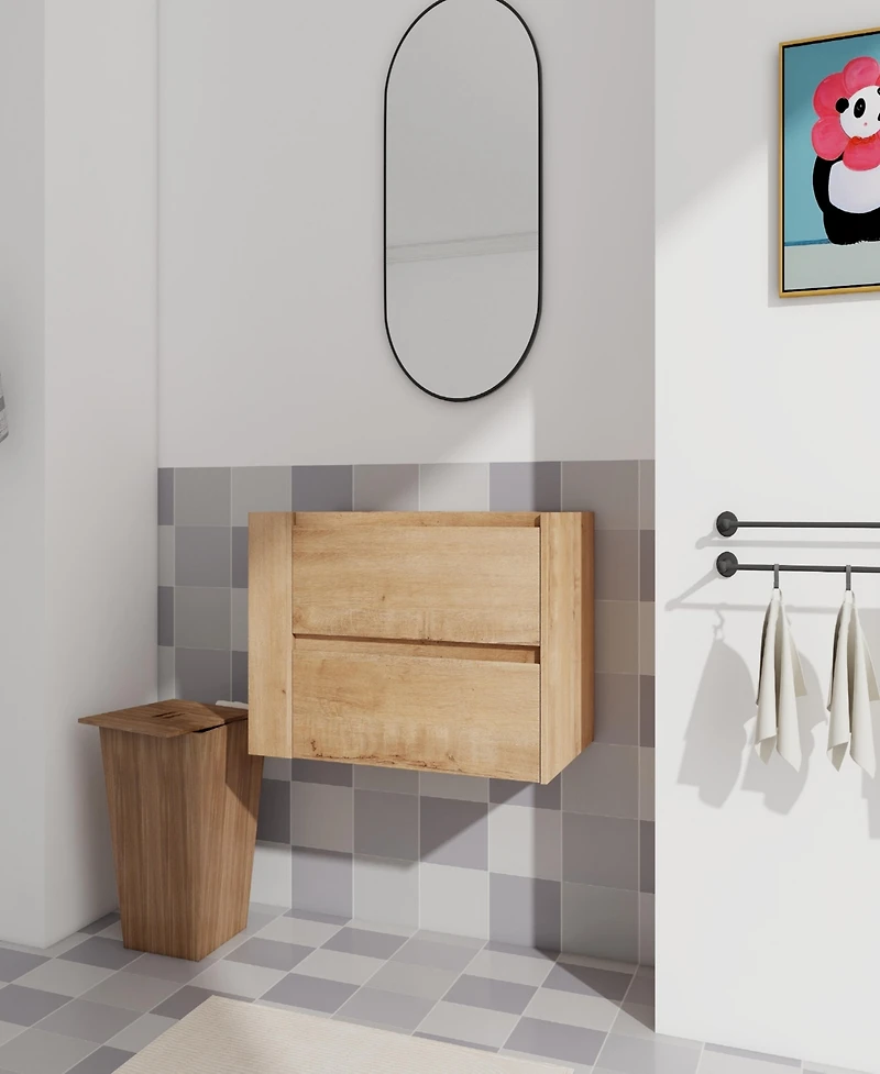 Simplie Fun 30" Wall Mounting Bathroom Vanity, Soft Close Drawer(Only Vanity, Without Basin)