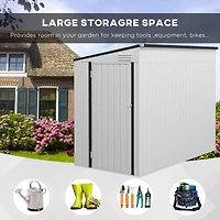 4' x 7.7' Metal Outdoor Storage Shed, Lean to Storage Shed, Garden Tool Storage House with Lockable Door and 2 Air Vents for Backyard, Patio, Lawn, Wh