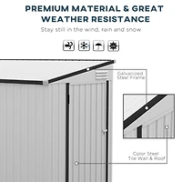 4' x 7.7' Metal Outdoor Storage Shed, Lean to Storage Shed, Garden Tool Storage House with Lockable Door and 2 Air Vents for Backyard, Patio, Lawn, Wh