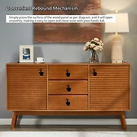Streamdale Furniture JaydenMax Modern Wood Tv Stand, Entertainment Center for TVs up to 65", Sideboard Buffet Cabinet Credenza, Slatted Media Console