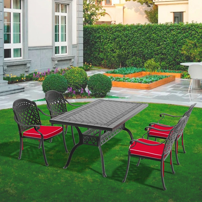 Streamdale 5-Piece Cast Aluminum Patio Set with Cushions