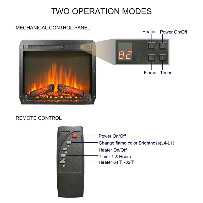 Streamdale 23" Electric Fireplace Insert with Log Set