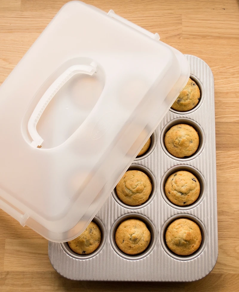 Usa Pan Non-Stick Aluminum 12 Cup 15" x 11" Muffin Pan Lid Set