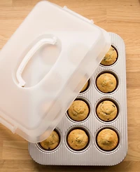 Usa Pan Non-Stick Aluminum 12 Cup 15" x 11" Muffin Pan Lid Set