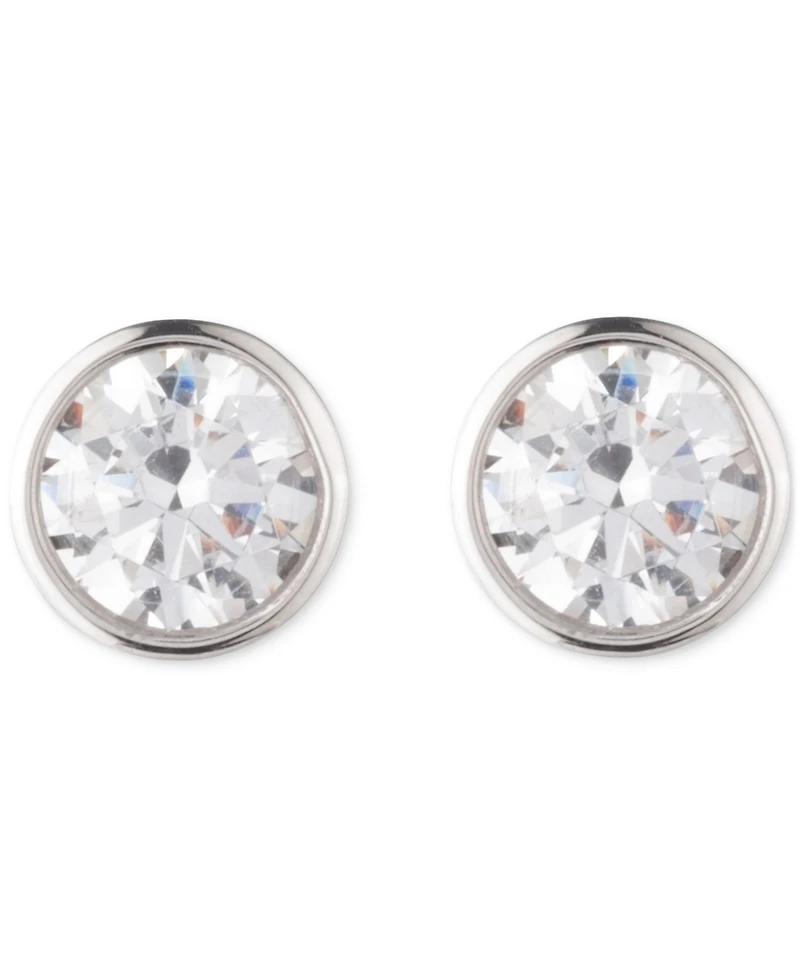 Lauren Ralph Lauren Silver-Tone Round Crystal Stud Earrings