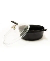 BergHOFF Gem 11" Nonstick Saute Pan 4.6Qt., Detachable Handle, Black, Glass Lid